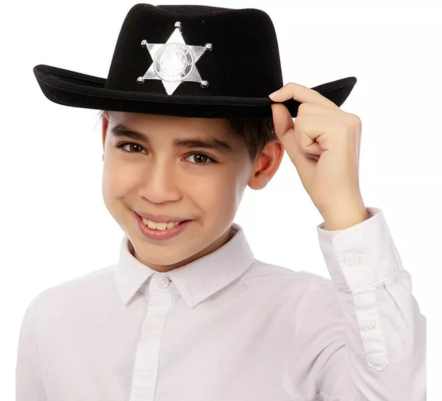 Translation missing: de.Sombrero de Vaquero Sheriff negro infantil de 34x26x9 cm