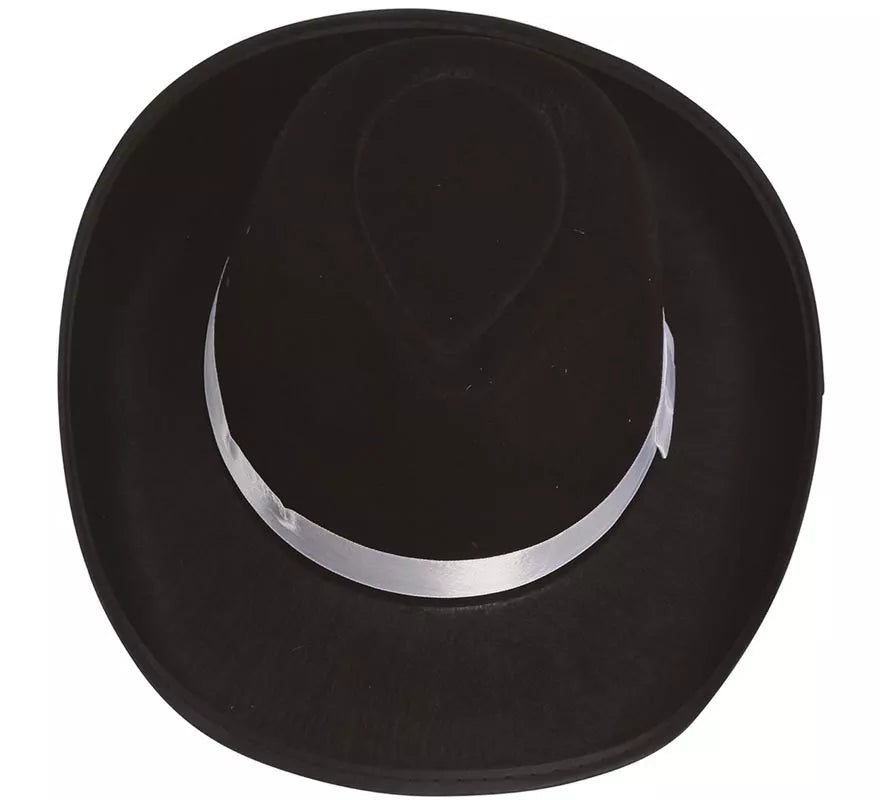 Translation missing: de.Sombrero Gánster negro con cinta blanca