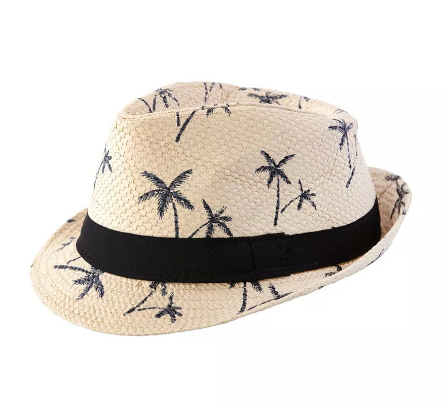 Sombrero Hawaiano beige adulto de 28x23x13 cm