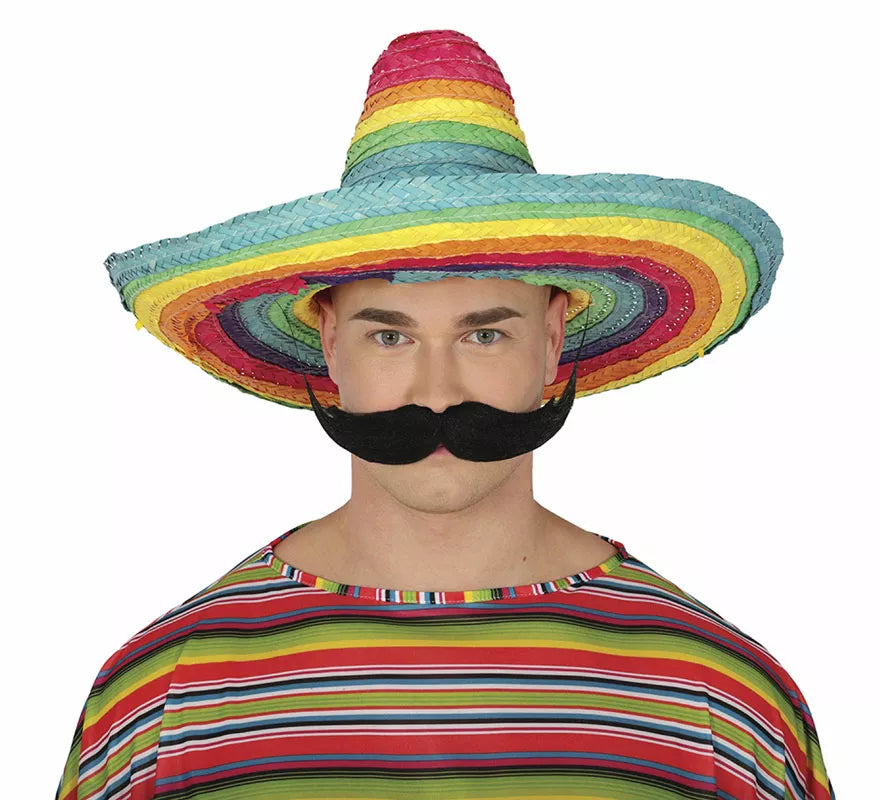 Translation missing: de.Sombrero Mexicano de paja multicolor de 50 cm adulto