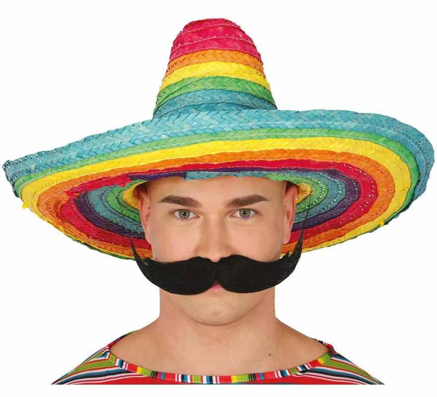 Translation missing: de.Sombrero Mexicano de paja multicolor de 50 cm adulto