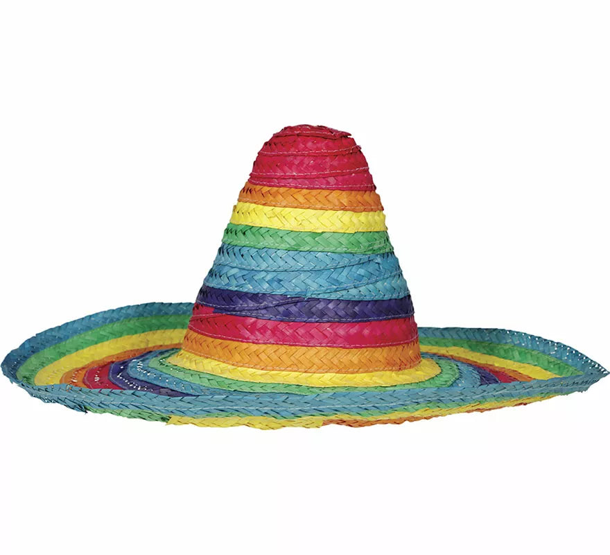 Sombrero Mexicano de paja multicolor de 50 cm adulto