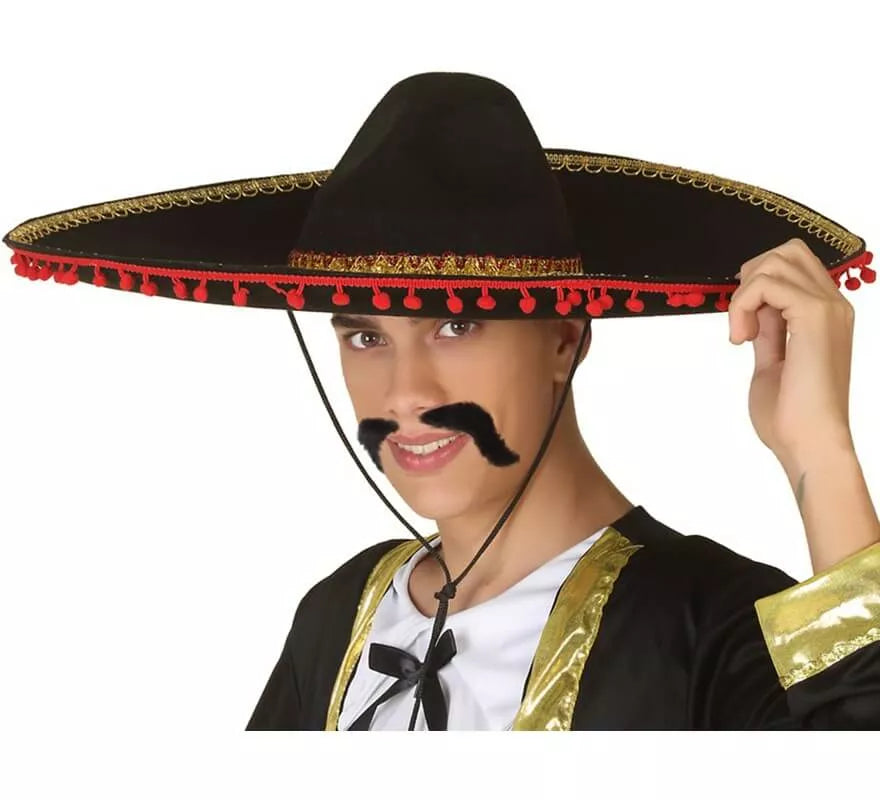 Translation missing: de.Sombrero Mexicano Negro y Rojo