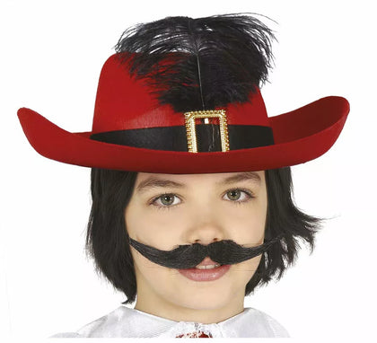 Sombrero Mosquetero Rojo de Fieltro Infantil