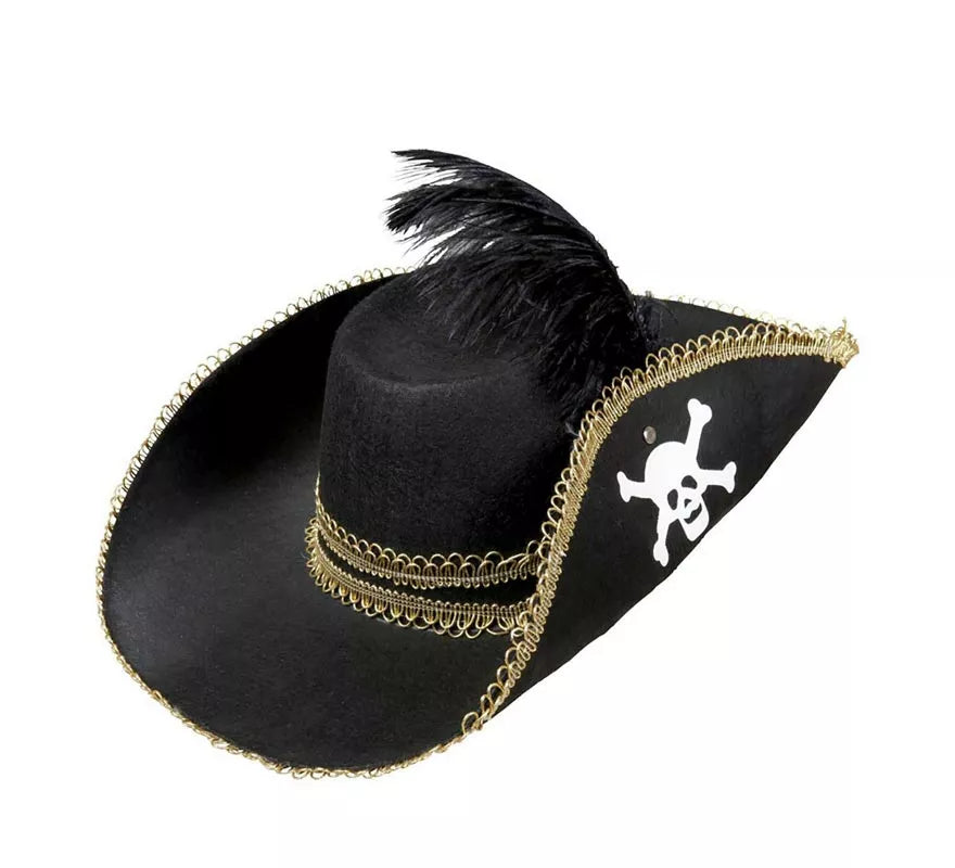 Translation missing: de.Sombrero Pirata negro con Pluma de fieltro