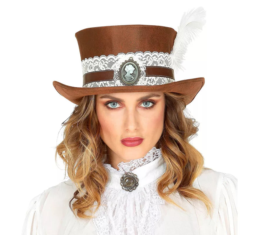 Translation missing: de.Sombrero Steampunk Top Aspecto Cuero Envejecido