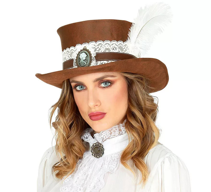 Translation missing: de.Sombrero Steampunk Top Aspecto Cuero Envejecido