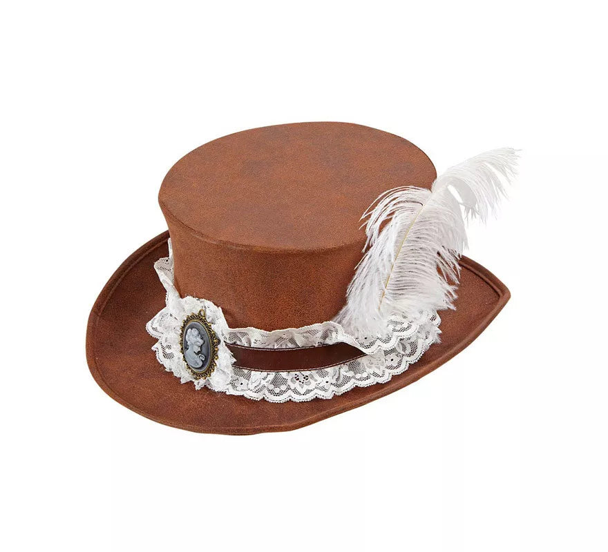 Translation missing: de.Sombrero Steampunk Top Aspecto Cuero Envejecido