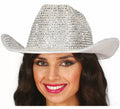 Sombrero Vaquero brillante plateado adulto