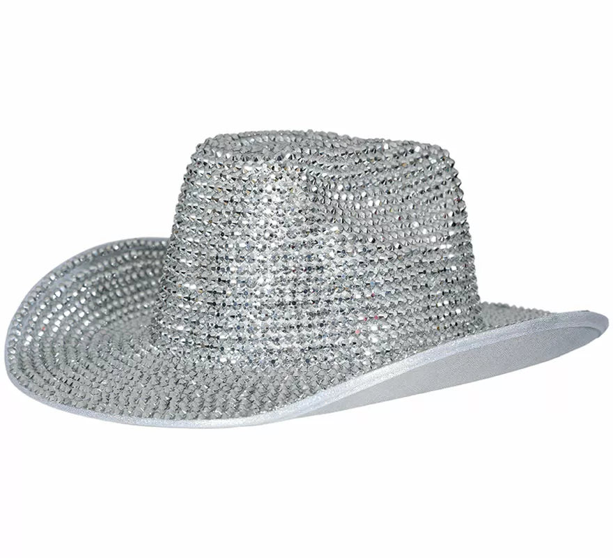 Translation missing: de.Sombrero Vaquero brillante plateado adulto