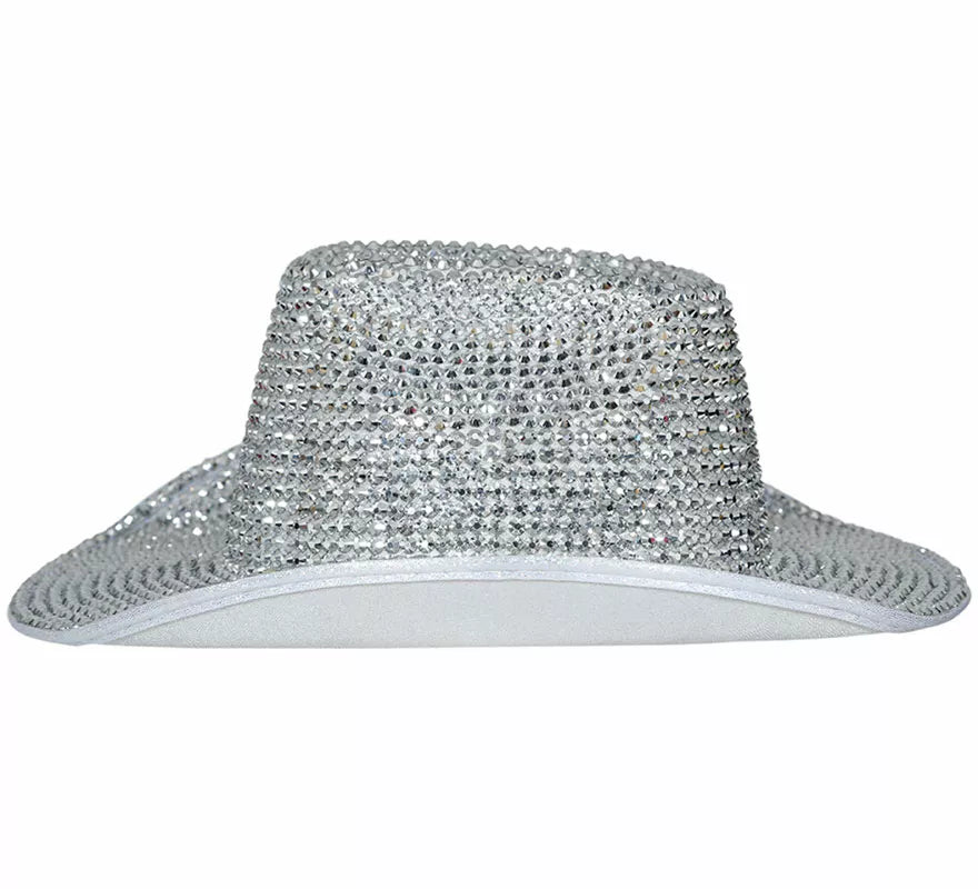 Sombrero Vaquero brillante plateado adulto