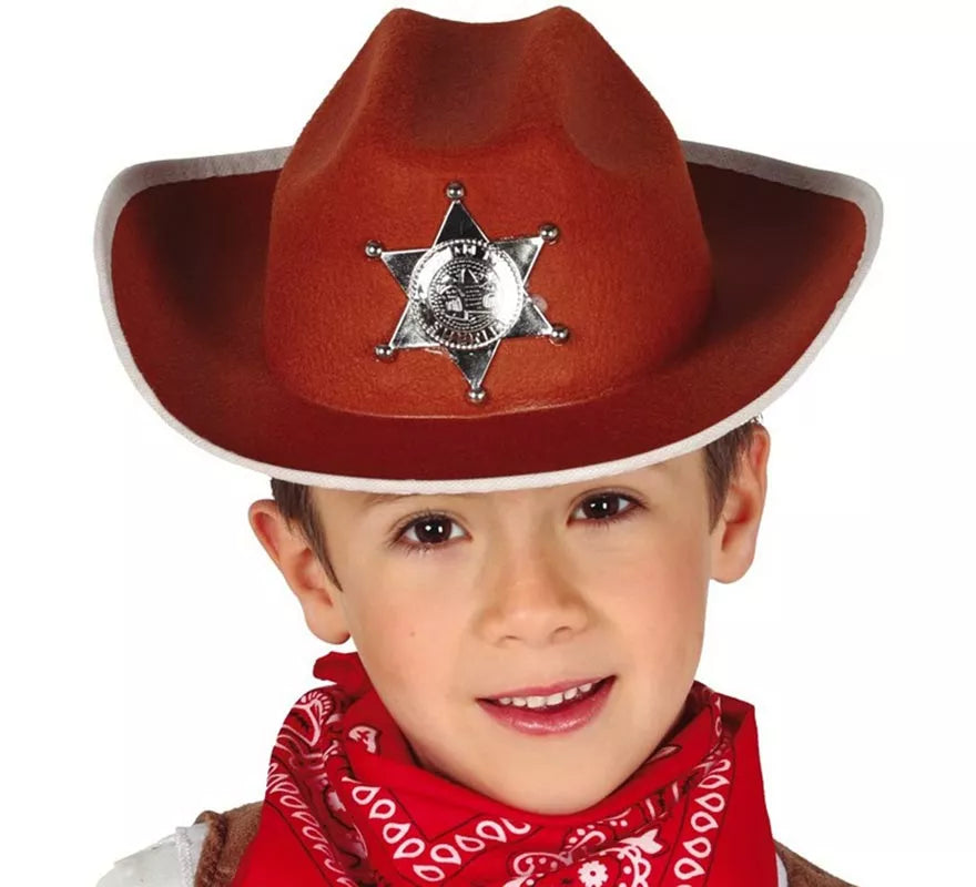 Translation missing: de.Sombrero Vaquero fieltro Sheriff infantil marrón