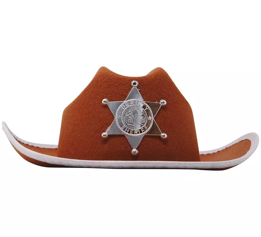 Translation missing: de.Sombrero Vaquero fieltro Sheriff infantil marrón