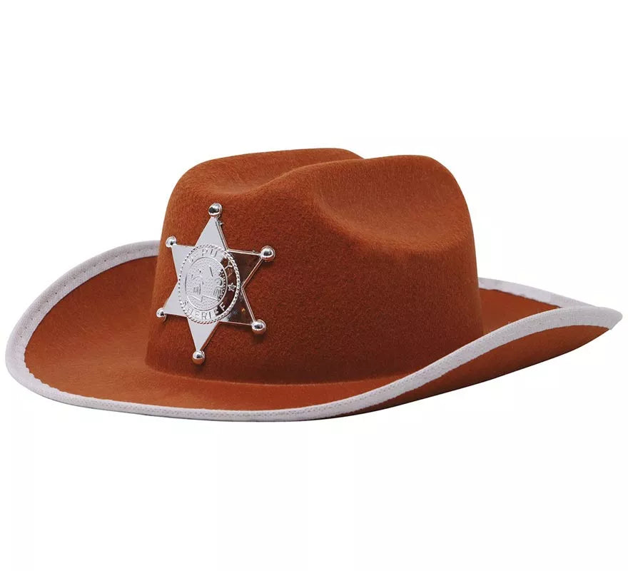 Translation missing: de.Sombrero Vaquero fieltro Sheriff infantil marrón