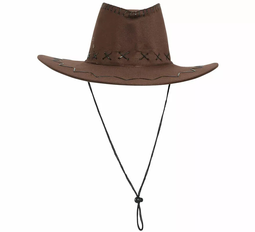 Translation missing: de.Sombrero Vaquero marrón Símil a piel 60 perímetro para adulto