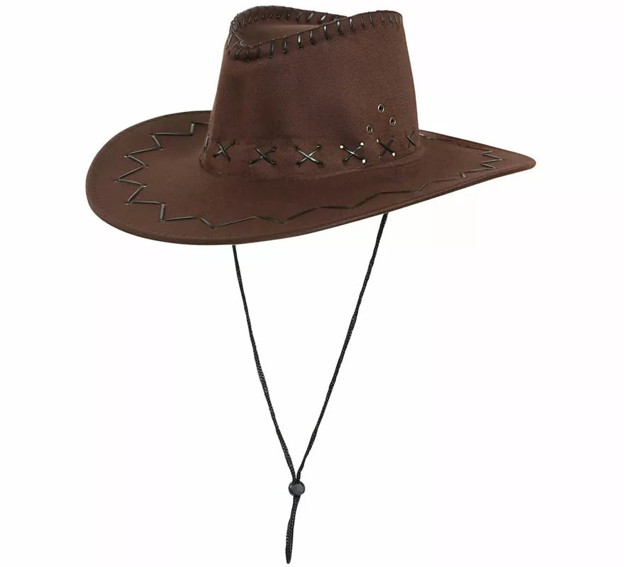 Translation missing: de.Sombrero Vaquero marrón Símil a piel 60 perímetro para adulto