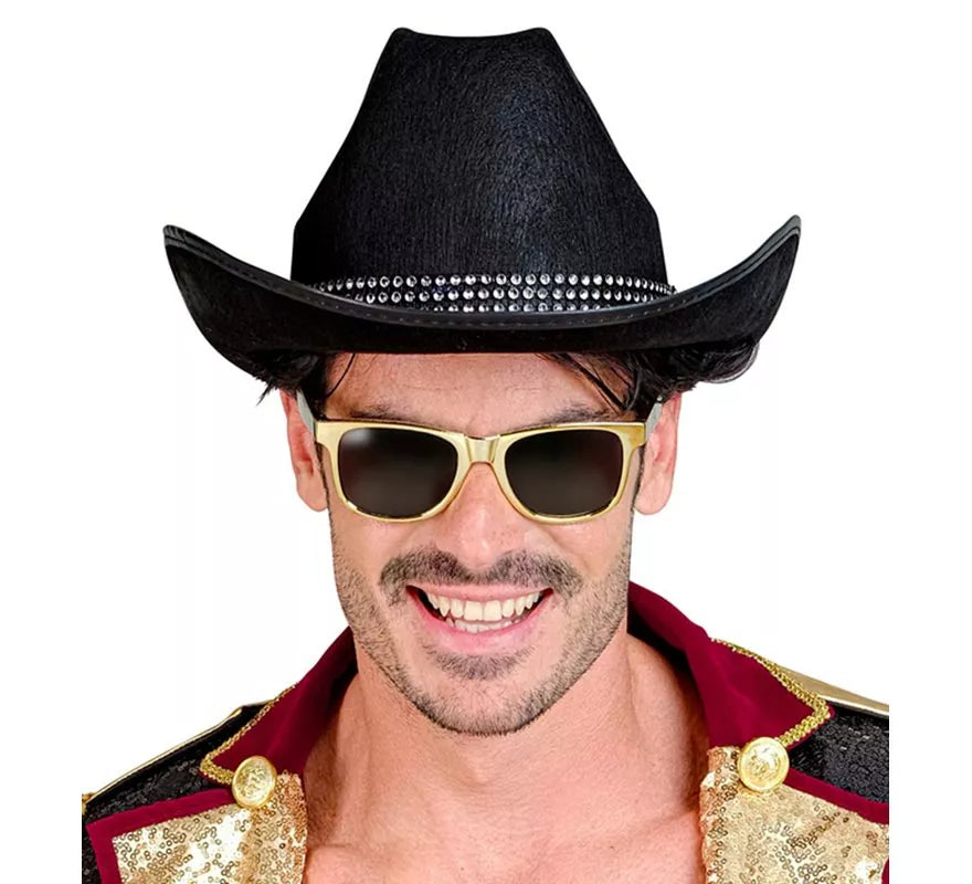 Translation missing: de.Sombrero Vaquero negro con Brillos para adultos