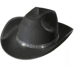Schwarzer Cowboyhut mit Glitzer für Erwachsene