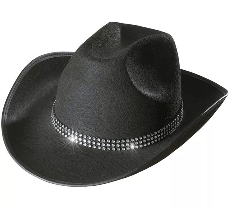 Translation missing: de.Sombrero Vaquero negro con Brillos para adultos