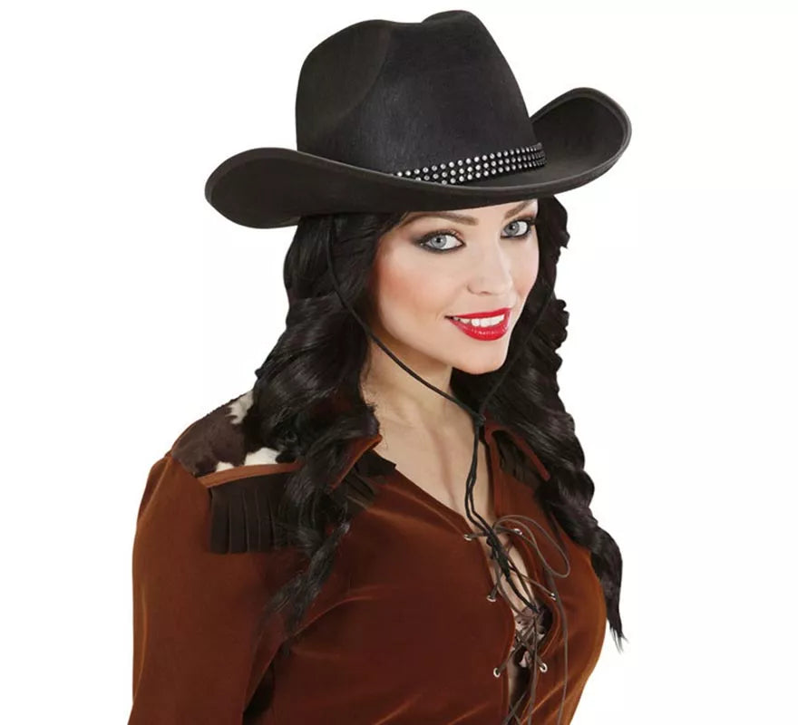 Translation missing: de.Sombrero Vaquero negro con Brillos para adultos
