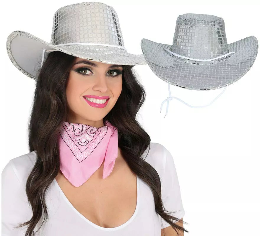 Translation missing: de.Sombrero Vaquero plateado para adultos