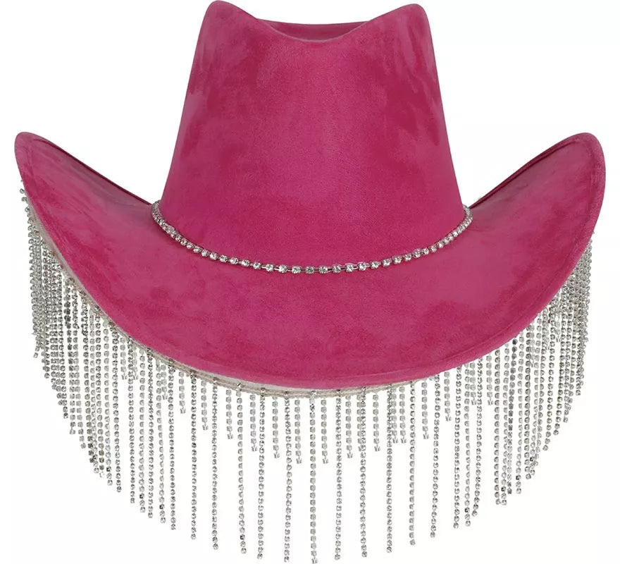 Translation missing: de.Sombrero Vaquero rosa con Flecos adultos