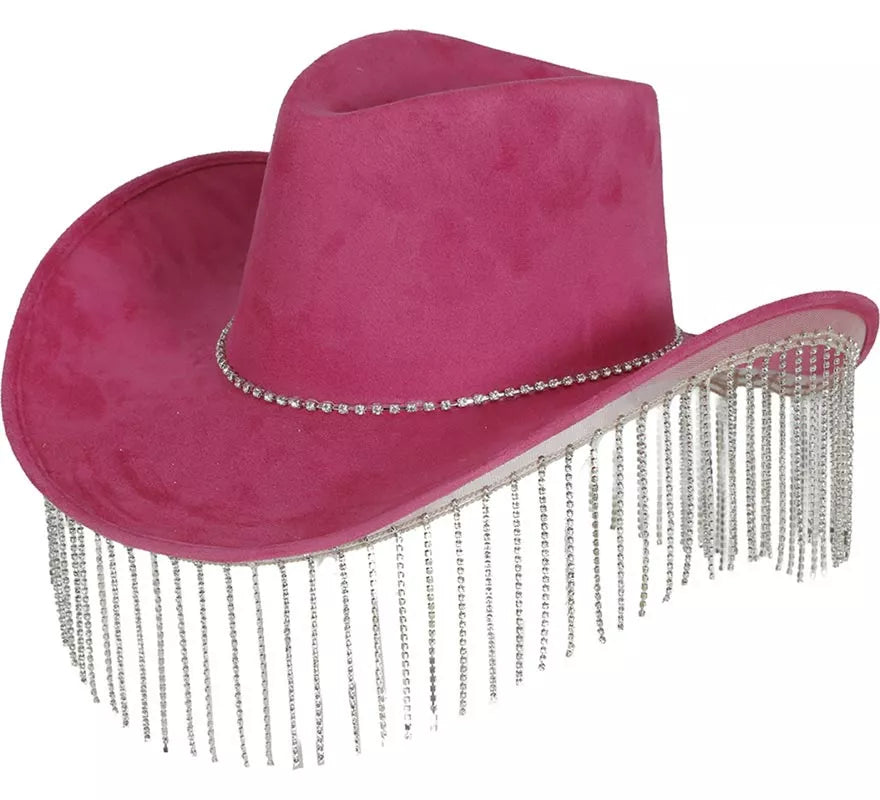 Translation missing: de.Sombrero Vaquero rosa con Flecos adultos