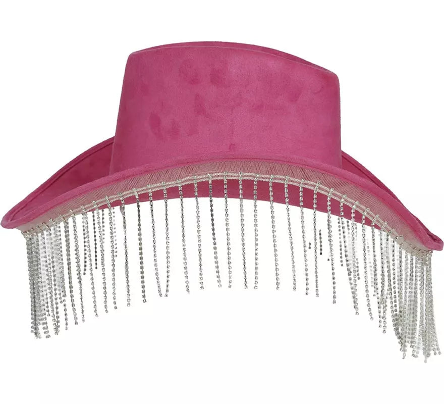 Translation missing: de.Sombrero Vaquero rosa con Flecos adultos