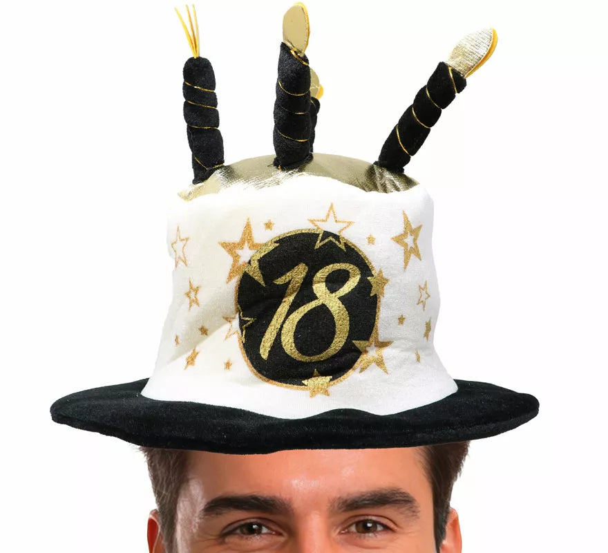 Translation missing: de.Sombrero Velas Blanco y Negro de 18 Años Cumpleaños y Aniversarios
