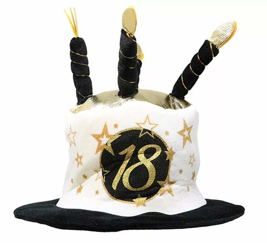 Sombrero Velas Blanco y Negro de 18 Años Cumpleaños y Aniversarios