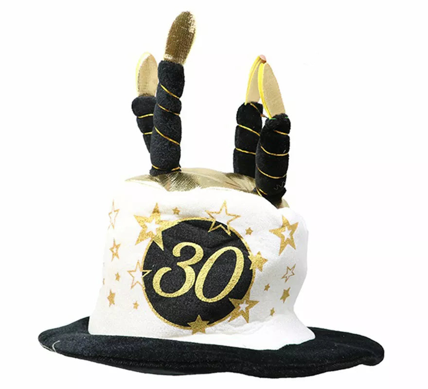 Translation missing: de.Sombrero Velas Blanco y Negro de 30 Años Cumpleaños y Aniversarios