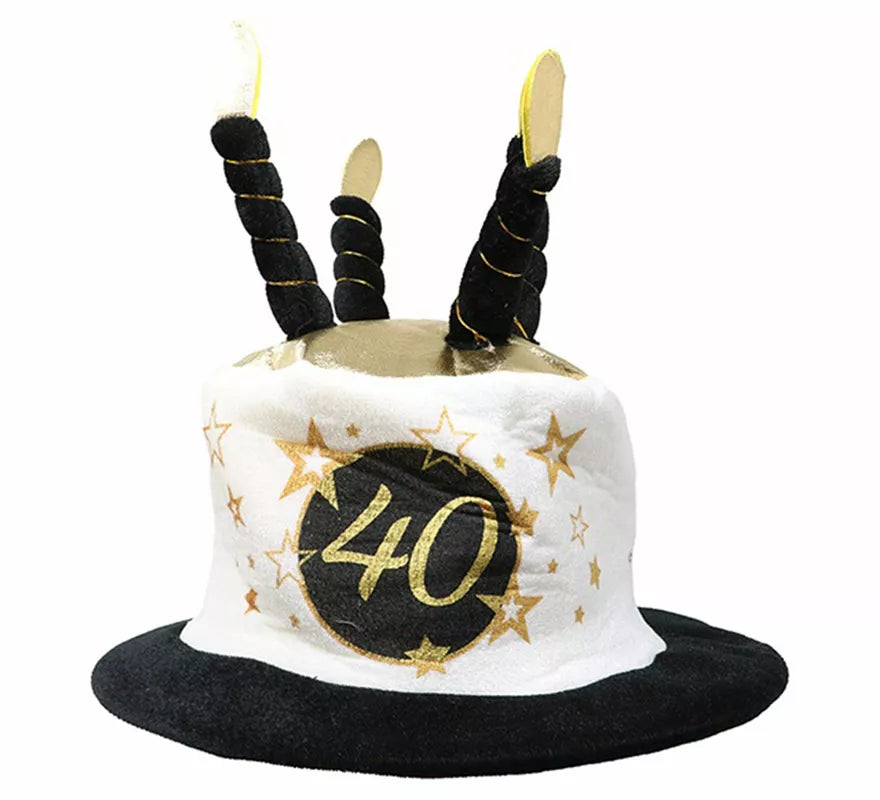 Translation missing: de.Sombrero Velas Blanco y Negro de 40 Años Cumpleaños y Aniversarios