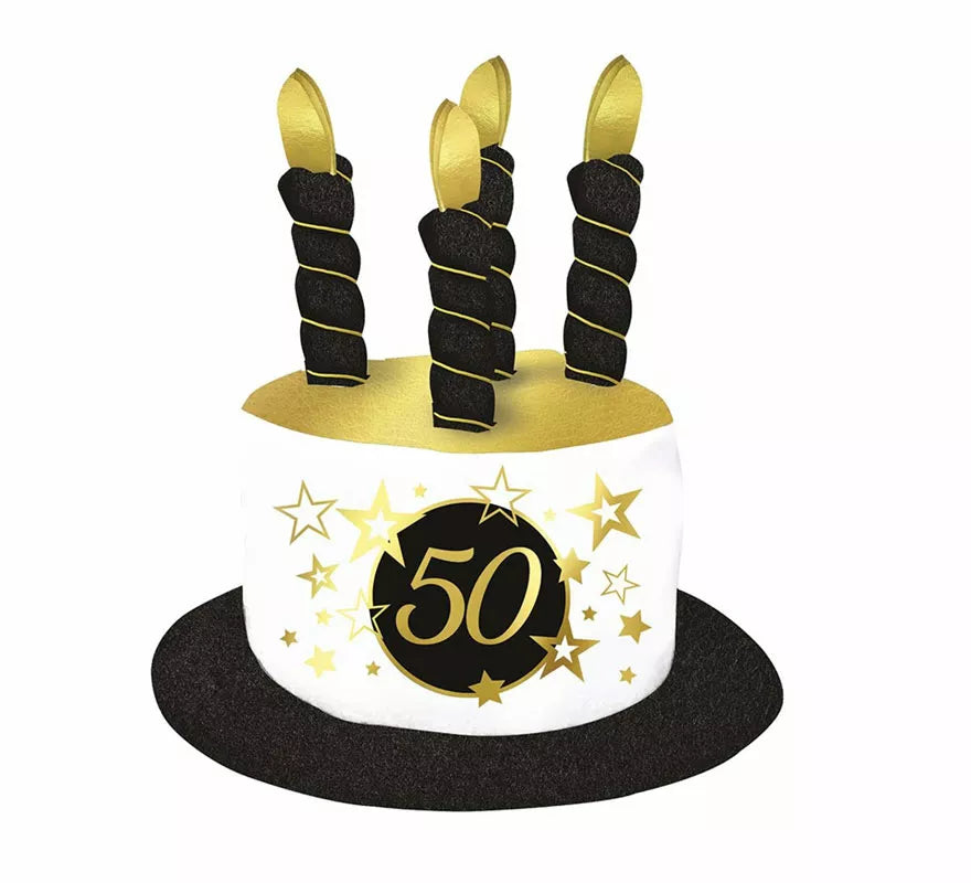 Translation missing: de.Sombrero Velas Blanco y Negro de 50 Años Cumpleaños y Aniversarios
