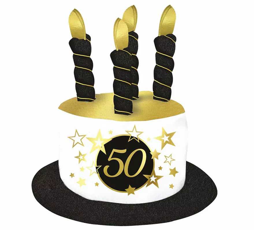 Translation missing: de.Sombrero Velas Blanco y Negro de 50 Años Cumpleaños y Aniversarios