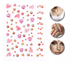 Aufkleber mit rosa Herzen für Nägel und Haut