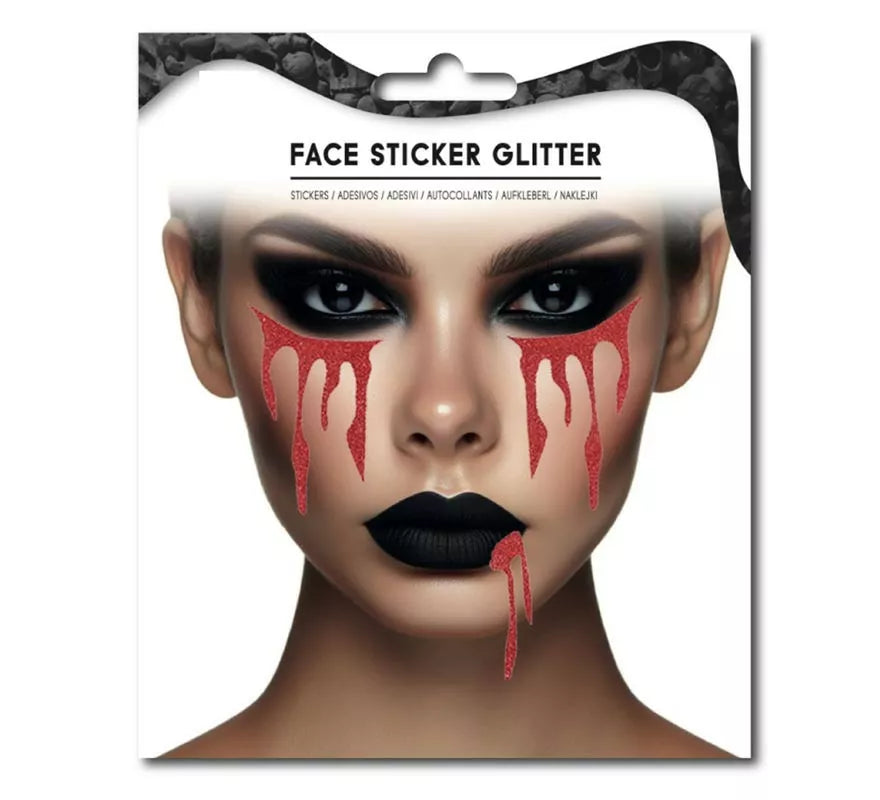 Translation missing: de.Sticker Facial de lágrimas de sangre falsa halloween brillante