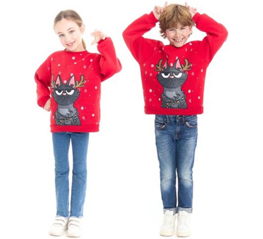 Translation missing: de.Sudadera Gato Navideño para niños
