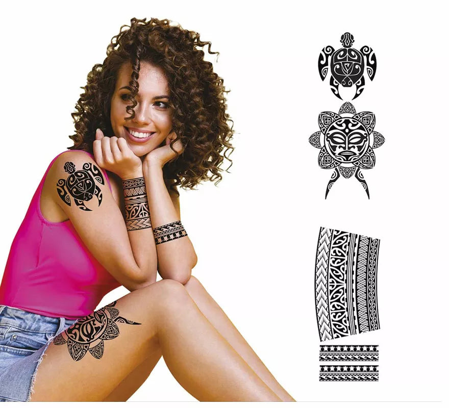Translation missing: de.Tattoos Negro de Tortuga y Flores