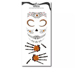 Orangefarbenes Catrina-Blumentattoo