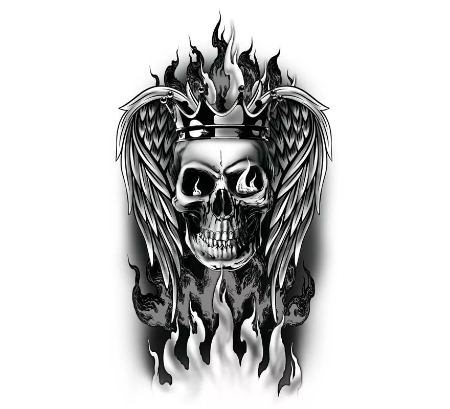 Translation missing: de.Tatuaje de Calavera en llamas blanco y negro