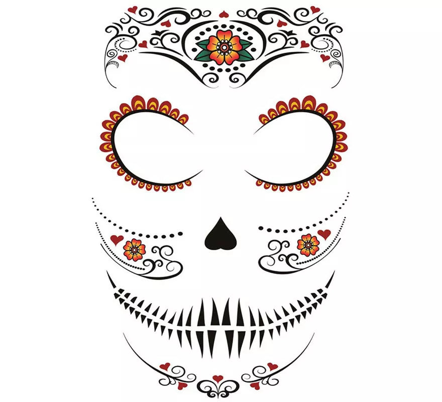 Translation missing: de.Tatuaje de Catrina Facial de 30x14 cm