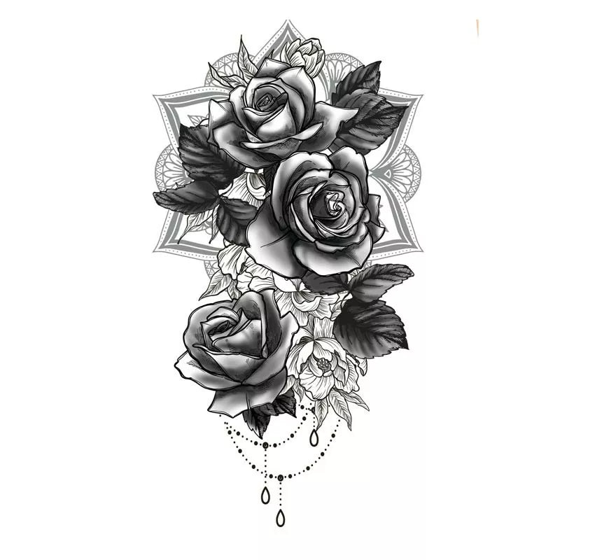 Tatuaje de Rosas blanco y negro