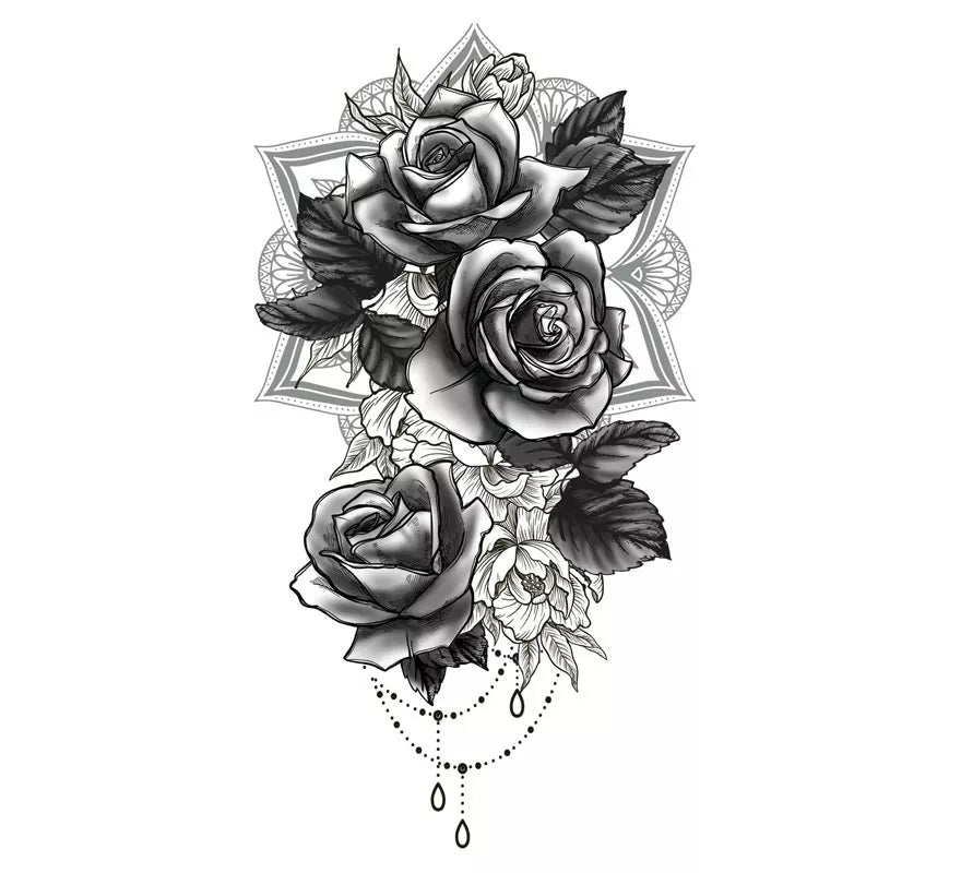 Translation missing: de.Tatuaje de Rosas blanco y negro