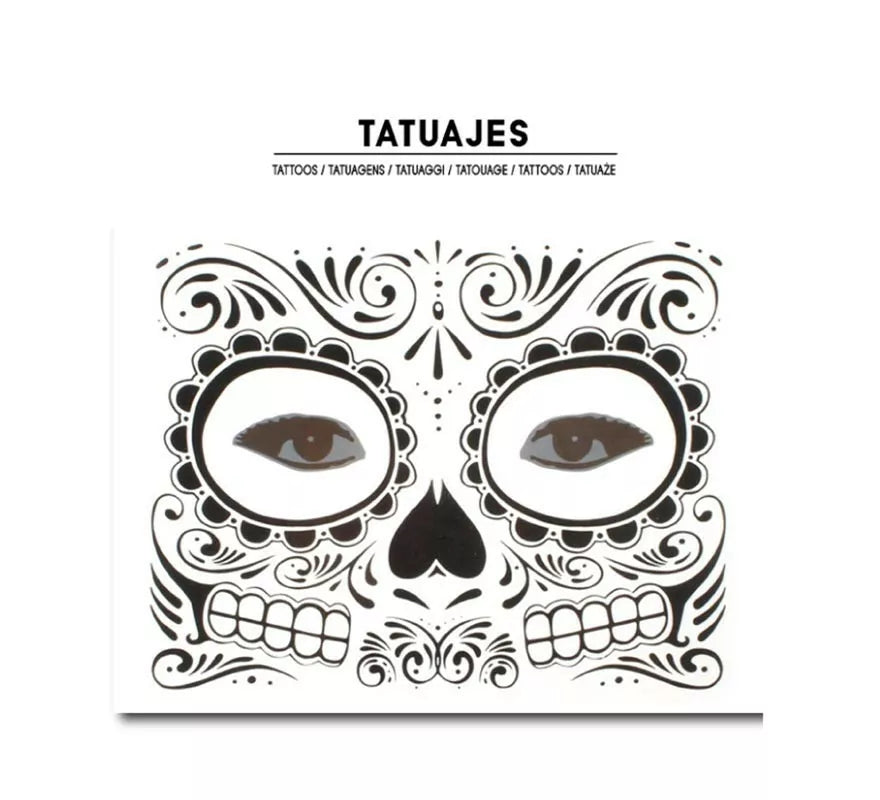 Translation missing: de.Tatuaje facial de Catrina Calavera negra adulto
