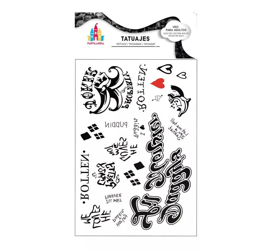 Translation missing: de.Tatuajes de Arlequín negro con texto