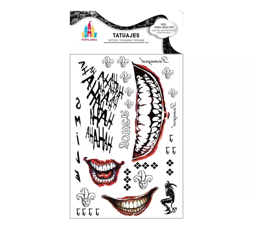 Translation missing: de.Tatuajes de Payaso conflictivo texto y sonrisas roja