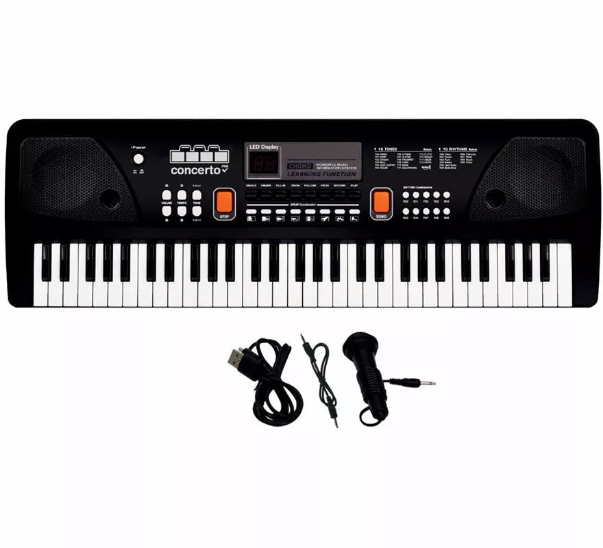 Translation missing: de.Teclado Electrónico de 61 Teclas con Micrófono USB negro