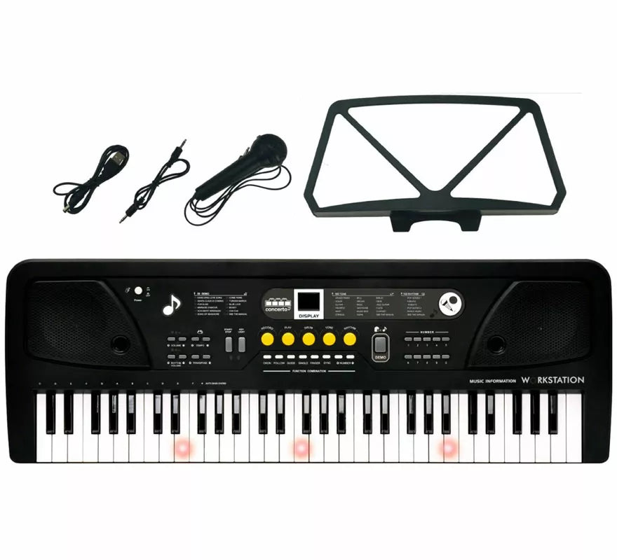 Translation missing: de.Teclado Electrónico de 61 Teclas con Micrófono USB y Función Profesor negro