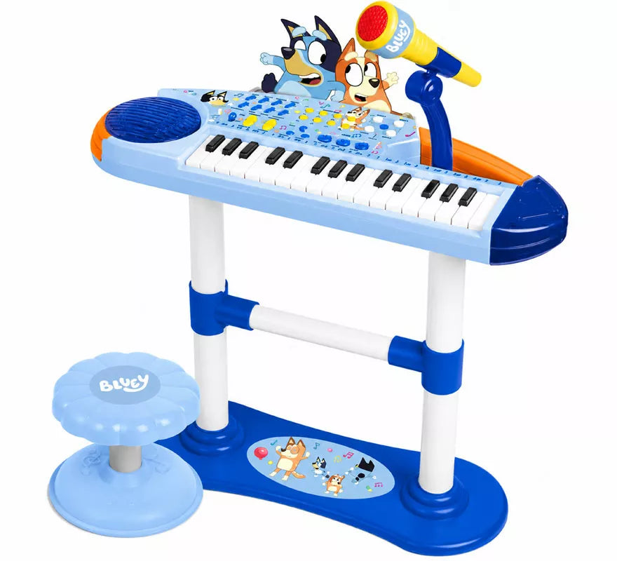 Translation missing: de.Teclado Musical Bluey con Micrófono, Pie y Banqueta