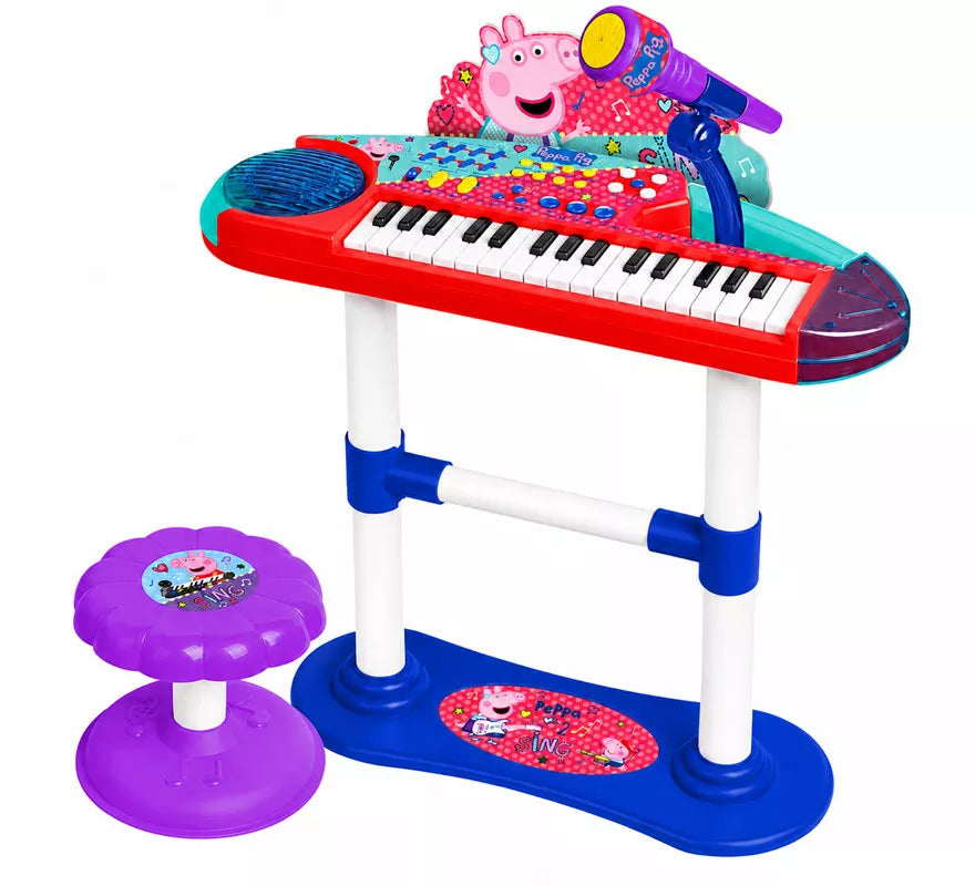 Translation missing: de.Teclado Musical con Micrófono, Pie y Banqueta Peppa Pig